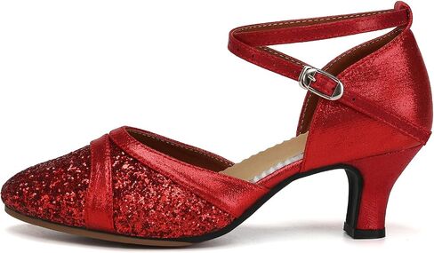Women's Latin Dance Shoes Sequin Closed Toe Ballroom Salsa Practice Performance Dance Shoes in Saudi Arabia