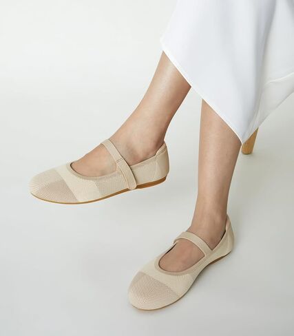 Arromic Flats for Women Round Toe Mary Jane Shoes Comfortable Dressy Women Ballet Flats Adjustable Straps Washable Knit Slip On Shoes in Saudi Arabia