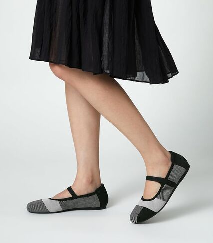 Arromic Flats for Women Round Toe Mary Jane Shoes Comfortable Dressy Women Ballet Flats Adjustable Straps Washable Knit Slip On Shoes in Saudi Arabia