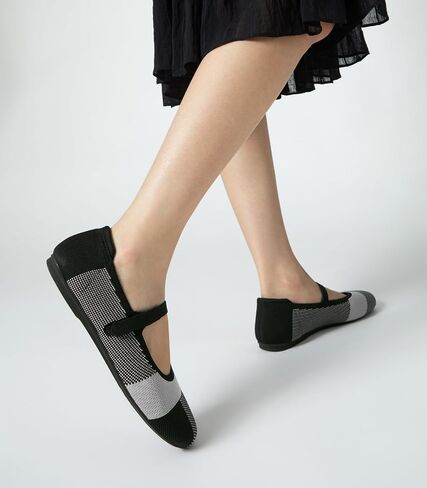 Arromic Flats for Women Round Toe Mary Jane Shoes Comfortable Dressy Women Ballet Flats Adjustable Straps Washable Knit Slip On Shoes in Saudi Arabia