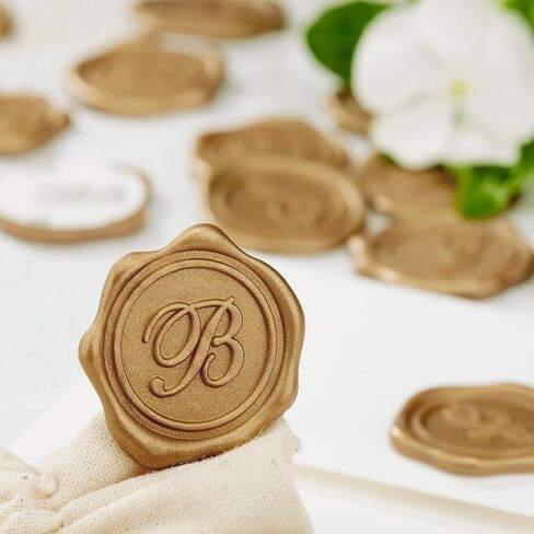 ملصقات ختم الشمع اللاصقة 25 قطعة مصنوعة مسبقًا من الأحرف الأولى من الشمع الذهبي الختم الحقيقي (الأولي T) in Kuwait