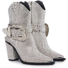 Dolls Kill Sheriff Shine Cowboy Boots by Club Exx - Black Rhinestone Encrusted Boots Made From Vegan Leather