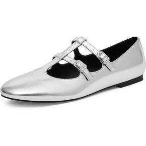Modatope Ballet Flats Mary Jane Shoes for Women Closed Round Toe Two Strap Casual Work Party