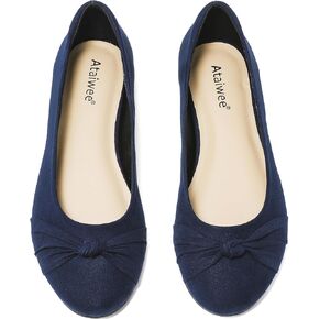 Ataiwee Women's Wide Width Flats Shoes - Ladies Cute and Comfortable Dress Ballet Shoes.