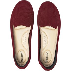 Veittes Women's Wide Width Flats Shoes, Comfort Elegent Soft Ladies Knitted Ballet Shoes.