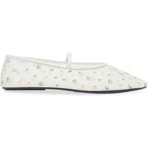 Mesh Ballet Flats for Women Embroidered Floral Mary Jane Flats Comfortable Casual Daily Dress Ballerina Shoes