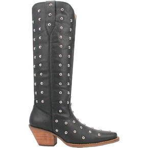 Dingo Womens Broadway Bunny Studded Snip Toe Casual Boots Over the Knee Mid Heel 2-3" - Black