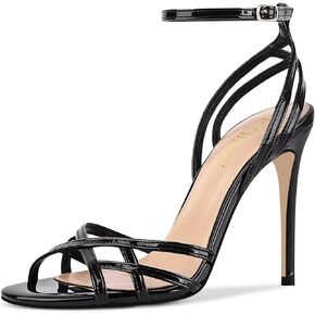 صنادل نسائية بكعب عالٍ من Slingback وكعب عالٍ مفتوح ومقدمة مربعة وكعب بإبزيم وكعب مثير