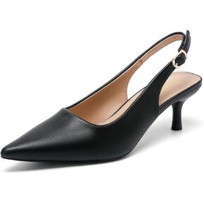 Amoji Women's 2 Inch Pointed Toe Low Kitten Heel Slingback Pump Party Wedding Dress Shoes FZ321