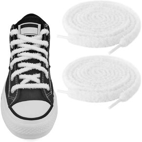 Fuzzy Shoelaces for Converse Sneakers, 2/5"(10mm) Fashion Wide Thick Fluffy Shoea Lace for Casual Shoes