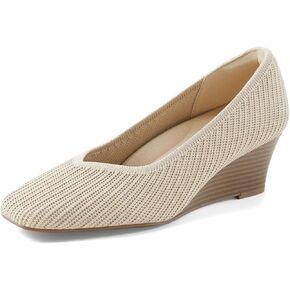 Arromic Women's Wedge Pumps Square Toe Low Wedge Heel Shoes Comfortable V-cut Closed Toe Wide Wedges Dress Shoes for Women Work Office Casual Daily Dressy 2 inch