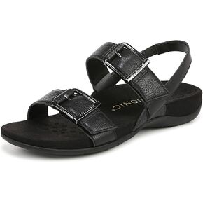 VIONIC Women's Reese Slingbacks Heeled Sandal, Black Leather, 9