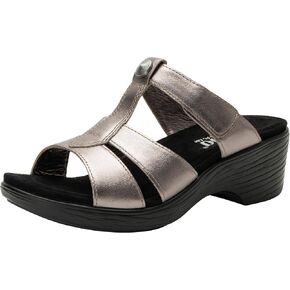 Alegria Womens Shantal Leather Wedge Sandal - Stylish and Versatile Open Back Heel for Endless Support - Enhanced Arch Slip Resistant Platform Heel For Professionals