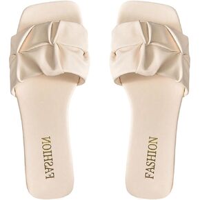 Verdusa Women's Square Toe Pleated Slide Sandals Summer Sandals Slippers in Saudi Arabia