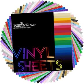 TECKWRAP Shimmer Vinyl Glitter Adhesive Vinyl Sheets Metallic Textured Permanent Vinyl Precut Sheet for Craft Cutters,Sign Plotters 12" x 12" 19 Sheets/Pack