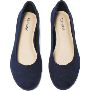 Ataiwee Women's Wide Width Flats Shoes - Casual Comfortable Round Plus Size Ballet Shoes.