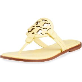 Tory Burch Women's Yellow Banana Leather Miller Thong Sandals Shoes