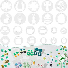 Tessco Set of 22 Small Polymer Clay Cutters for Earrings Valentine Mini Polymer Clay Molds Elf Pumpkin Heart Shaped Clay Earring Cutters for Jewelry Making Supplies Set, 22 Styles(Cute Style)