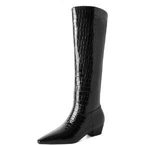 YODEKS Women's Knee High Boots 1.5 Inch Low Heel Boots Pull On Comfortable Boots US Size 6-12