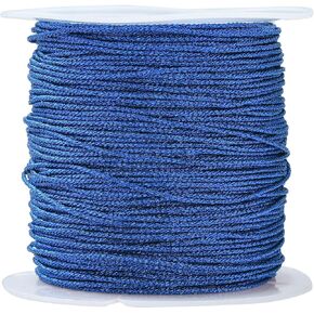 LiQunSweet 54.68 Yards(50m)/Roll Round Polyester Metallic Cord Thread String Tinsel Rope for Waist Beads Bracelet Necklace Macrame Supplies