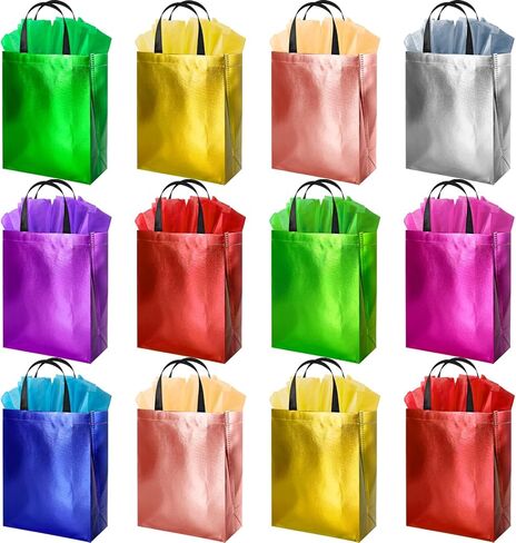 BLEWINDZ Colorful Gift Bags with Tissues – 9PCS Reusable Gift Bags Medium Size - Ideal for Goodie Bags, Birthday Gift Bag, Party Favor Bags, Shopping Bags in Kuwait