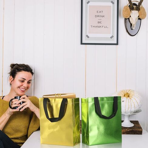 BLEWINDZ Colorful Gift Bags with Tissues – 9PCS Reusable Gift Bags Medium Size - Ideal for Goodie Bags, Birthday Gift Bag, Party Favor Bags, Shopping Bags in Kuwait