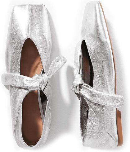 أحذية باليه مسطحة بعقدة على شكل فيونكة للنساء أحذية راقصة باليه بحزام على شكل ربطة عنق سهلة الارتداء بمقدمة مربعة أحذية ماري جين المسطحة in Kuwait