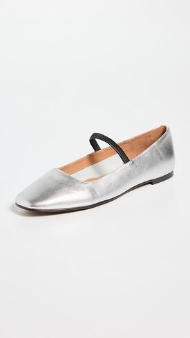 حذاء باليه مسطح من Madewell The Greta من الجلد المعدني فضي 10 م in Kuwait