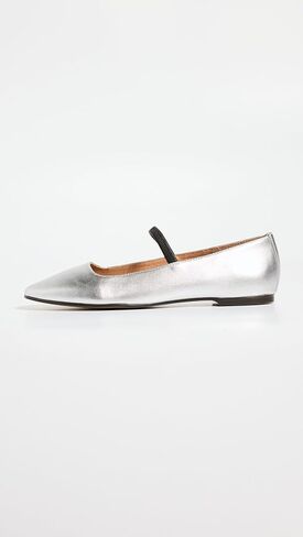حذاء باليه مسطح من Madewell The Greta من الجلد المعدني فضي 10 م in Kuwait
