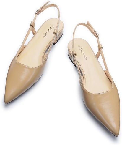 C.Paravano Women's Flats | Pointed Toe Flats Sandals | Slingback Flats for Women | Ankle Strap Slingback Shoes | Comfort Leather Slip on Shoes | Casual Dress Shoes in Saudi Arabia
