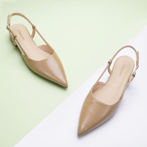 C.Paravano Women's Flats | Pointed Toe Flats Sandals | Slingback Flats for Women | Ankle Strap Slingback Shoes | Comfort Leather Slip on Shoes | Casual Dress Shoes in Saudi Arabia
