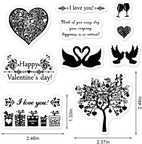 Valentine's Day Flower Clear Stamps for Card Making, Heart Cupid Arrow Love Words Clear Rubber Stamps for Holiday Card Making Decoration Wedding DIY Scrapbooking Transparent Album Decor Paper Craft in Kuwait