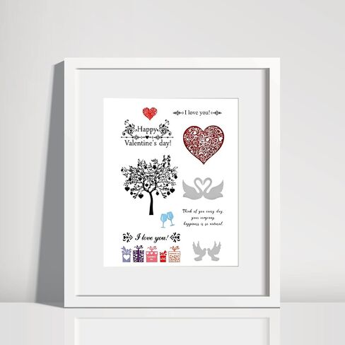 Valentine's Day Flower Clear Stamps for Card Making, Heart Cupid Arrow Love Words Clear Rubber Stamps for Holiday Card Making Decoration Wedding DIY Scrapbooking Transparent Album Decor Paper Craft in Kuwait