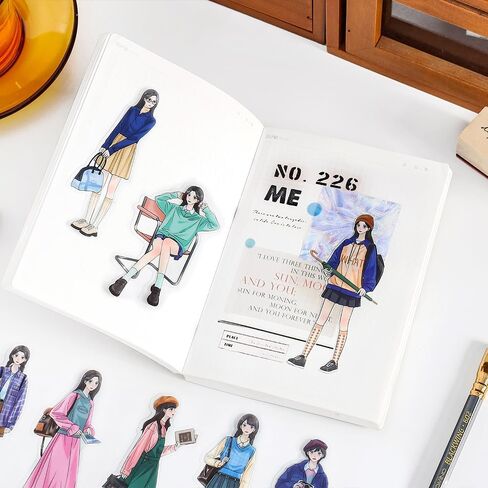 Alideco 120 قطعة من ملصقات سجل القصاصات Kawaii Fashion Girls People Journal Scrapbooking Junk Journal Crafts Embelishment الديكور ملصقات يوميات (sijiyouni) in Kuwait