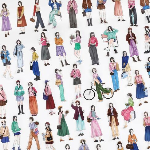 Alideco 120 قطعة من ملصقات سجل القصاصات Kawaii Fashion Girls People Journal Scrapbooking Junk Journal Crafts Embelishment الديكور ملصقات يوميات (sijiyouni) in Kuwait