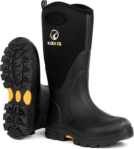 Rubber Boots for Men and Women, Waterproof 5mm Neoprene + 2mm Air Mesh Breathable Rain Mud Boots, Outdoor Anti-slip Mens Work Hunting Boots in Kuwait