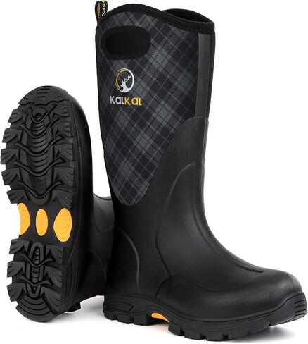 Rubber Boots for Men and Women, Waterproof 5mm Neoprene + 2mm Air Mesh Breathable Rain Mud Boots, Outdoor Anti-slip Mens Work Hunting Boots in Kuwait