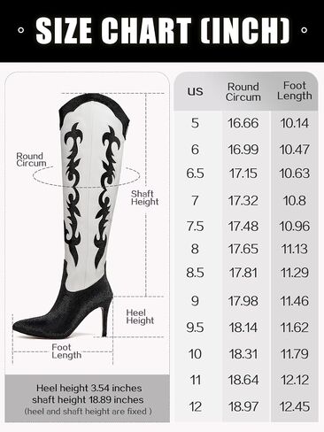 Knee High Cowgirl Cowboy Boots for Women Boots Rhinestone Bling Western Pointed Toe Stiletto Heel Pull On Fashion Shoes Tall Black Boot in Saudi Arabia