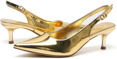 Amoji Women's 2 Inch Pointed Toe Low Kitten Heel Slingback Pump Party Wedding Dress Shoes FZ321 in Saudi Arabia