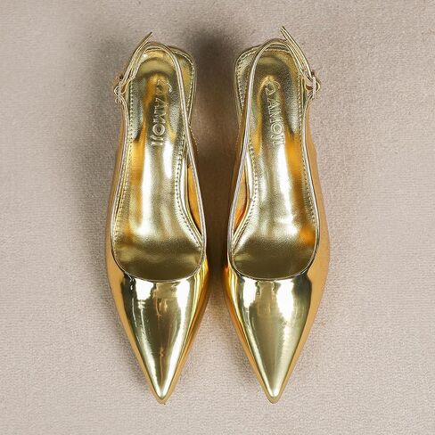 Amoji Women's 2 Inch Pointed Toe Low Kitten Heel Slingback Pump Party Wedding Dress Shoes FZ321 in Saudi Arabia