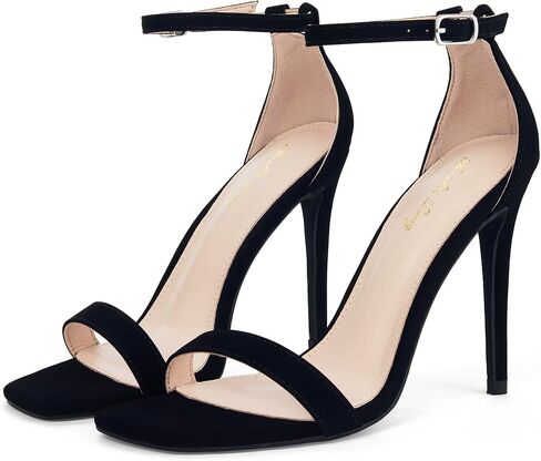 Elisabet Tang Women's Stiletto High Heels Strappy Sandals | Square Open Toe, Ankle Strap, 4 Inch, Comfort Sexy Dressy shoes for Wedding Party in Saudi Arabia