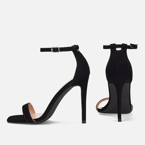 Elisabet Tang Women's Stiletto High Heels Strappy Sandals | Square Open Toe, Ankle Strap, 4 Inch, Comfort Sexy Dressy shoes for Wedding Party in Saudi Arabia