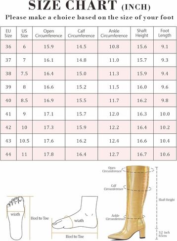 Faux Crocodile Leather Women's Knee High Boots 3.2 Inches Wide Calf Block Heel Pointed Toe with Side Zipper Tall Fall Boots Sparkly Metallic Boots in Saudi Arabia