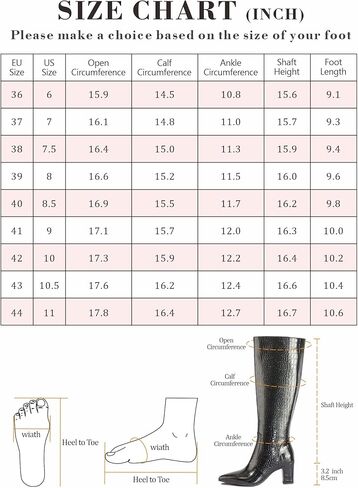 حذاء نسائي طويل للركبة من جلد التمساح الصناعي مقاس 3.2 بوصة وكعب عريض من ربلة الساق ومقدمة مدببة مع سحاب جانبي حذاء طويل للخريف لامع in Kuwait