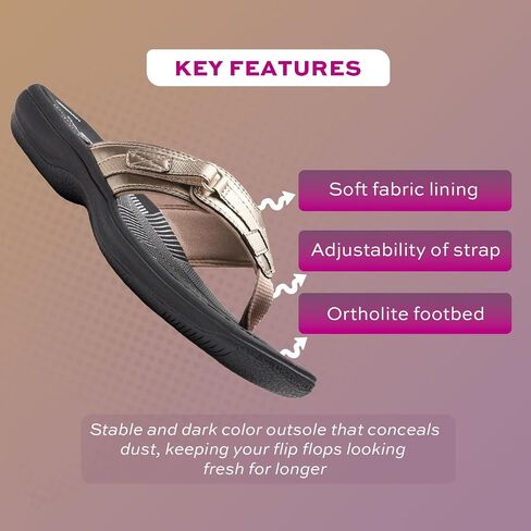 Clarks Womens Breeze Sea Flip-Flop Sandals - Comfortable Flip Flop with Adjustable Hook and Arch Support - Casual Summer Wearing Cloudsteppers for Everyday in Saudi Arabia