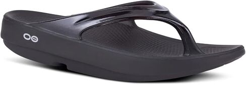 OOFOS Women's OOlala Thong Flip-Flip Sandals - Post Exercise Active Sport Lightweight Recovery Footwear - Reduces Stress on Feet, Joints & Back - Machine Washable (Classic Black, in Saudi Arabia