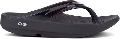OOFOS Women's OOlala Thong Flip-Flip Sandals - Post Exercise Active Sport Lightweight Recovery Footwear - Reduces Stress on Feet, Joints & Back - Machine Washable (Classic Black, in Saudi Arabia