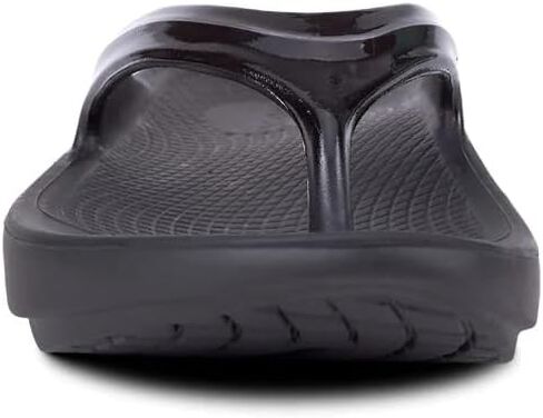 OOFOS Women's OOlala Thong Flip-Flip Sandals - Post Exercise Active Sport Lightweight Recovery Footwear - Reduces Stress on Feet, Joints & Back - Machine Washable (Classic Black, in Saudi Arabia