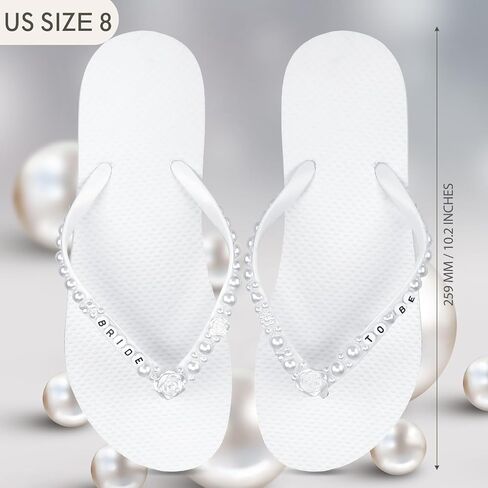 1 Pair Bride Bridesmaid Flip Flops for Bridal Shower Bachelorette Party Wedding Pearl Soft Sole Slippers for Women in Saudi Arabia