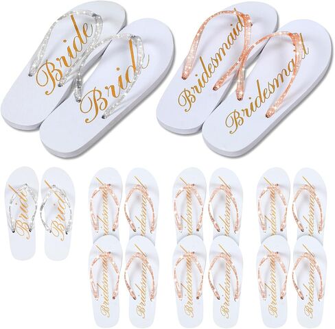 7 Pairs of Bride Bridesmaid Flip Flops Bachelorette Party Slippers Bridal Party Gifts Bridal Slippers for Wedding in Saudi Arabia